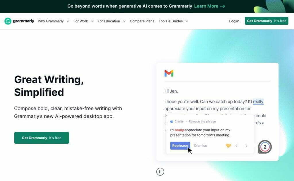 Grammarly & Grammarly GO: AI-powered writing assistant