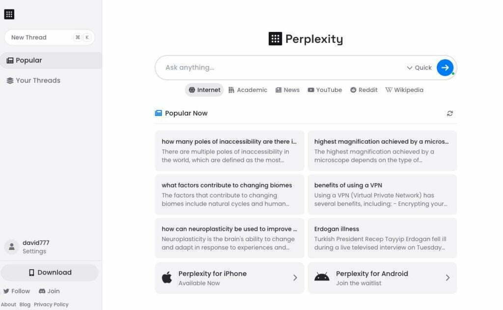 Perplexity AI: Free AI Chatbot with Citations and Mobile App