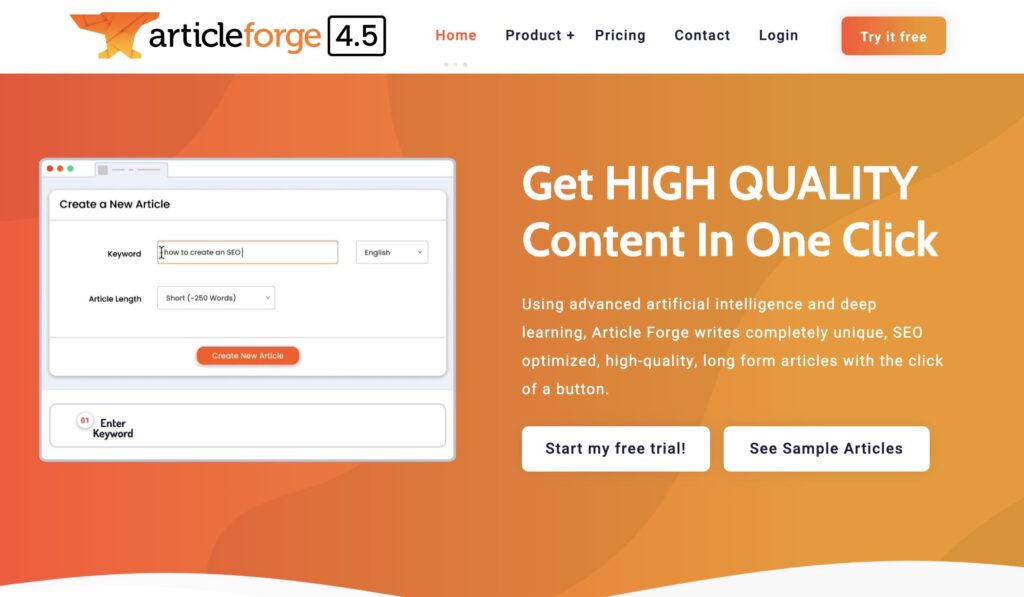 Article Forge: High-Quality Content at the Click of a Button
