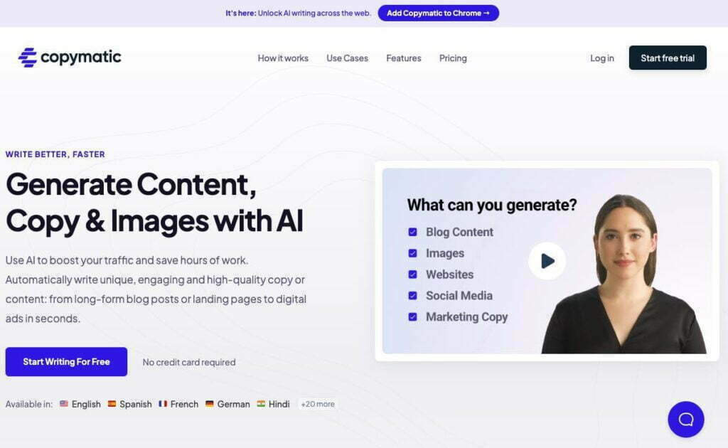 Copymatic: AI-Generated Content, Copy, and Images